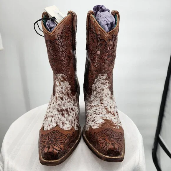 MYRA BAG Kelsey Short Cowboy Boots Brown Hair On Hide 6-11 NWT - Picture 5 of 12